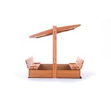Houten Zandbak met Dak & Bankjes - 140x140cm - 40% Korting
