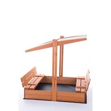 Houten Zandbak met Dak & Bankjes - 140x140cm - 40% Korting