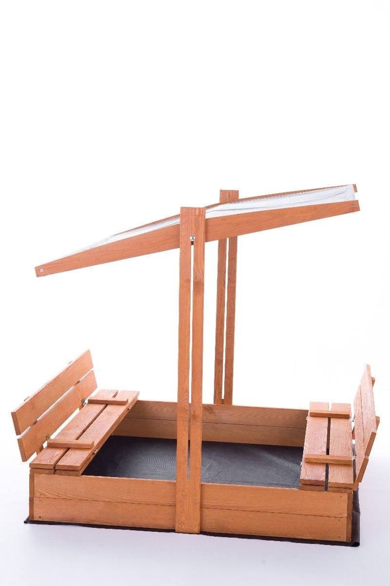 Houten Zandbak met Dak & Bankjes - 140x140cm - 40% Korting