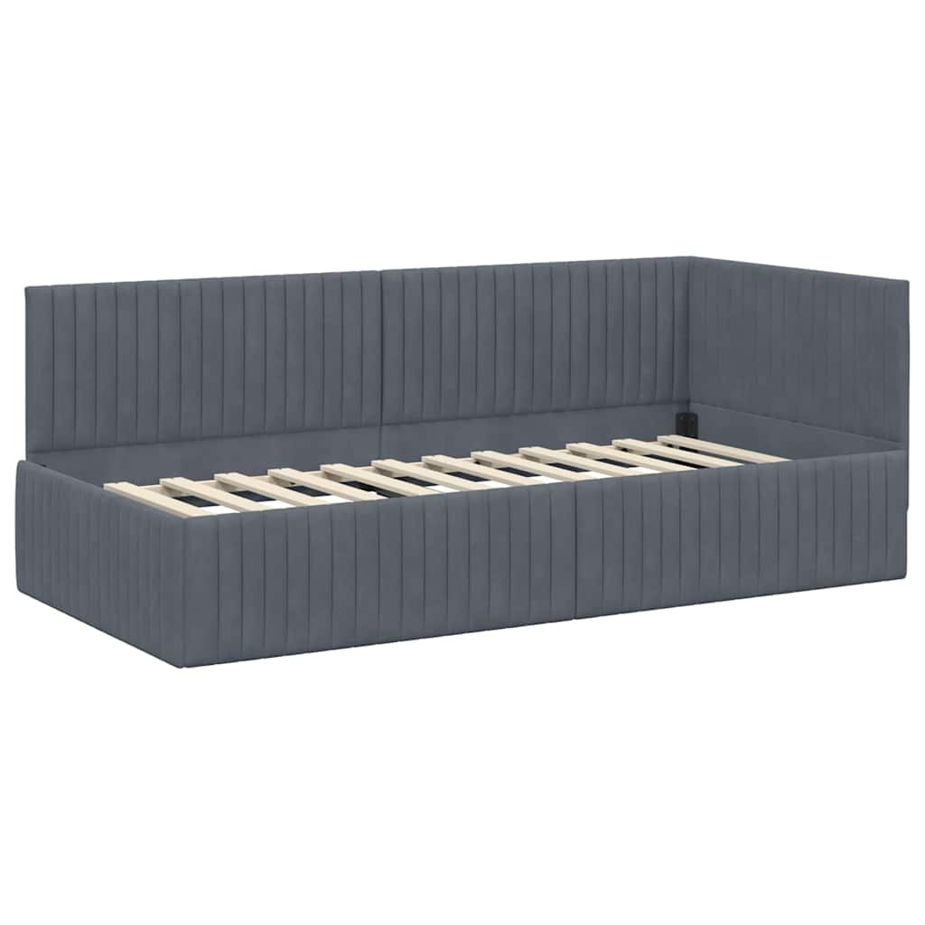 vidaXL Hoekbedframe Donkergrijs Fluweel 90x200 cm - 35% Korting!