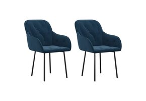 vidaXL Eetkamerstoelen 2 st fluweel blauw - 76% korting!