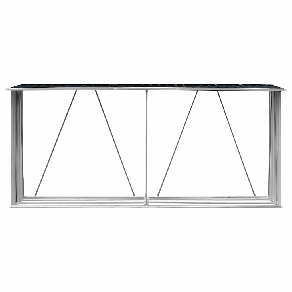 vidaXL Haardhoutschuur 330x84x152 cm gegalvaniseerd staal antraciet