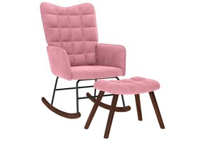 vidaXL Fluweel Roze Schommelstoel met Krukje - 35% Korting