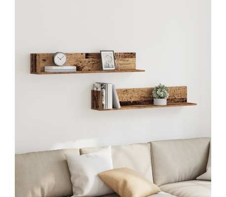 vidaXL Wandschappen 2 st. 100x16,5 cm Oud Hout - 30% Korting