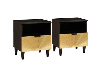 vidaXL Nachtkastje Zwart/Goud | 40x33x46 cm | 55% Korting
