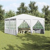 vidaXL Partytent Wit 400 x 400 x 266 cm Polyester, Staal