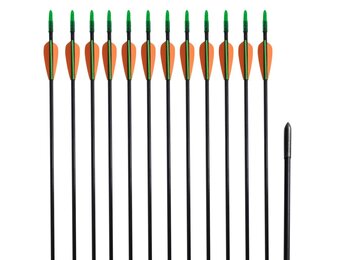 Recurveboog standaard met pijlen 30" 0,6 cm glasvezel 12 stuks