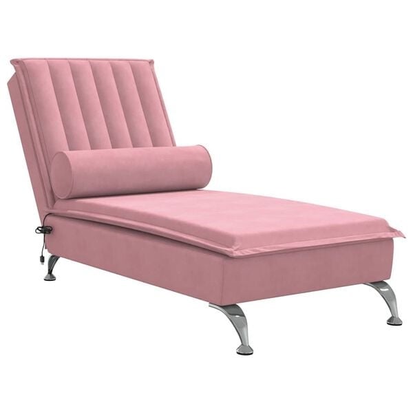 vidaXL Massage chaise longue fluweel roze - 35% Korting