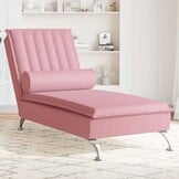 vidaXL Massage chaise longue fluweel roze - 35% Korting