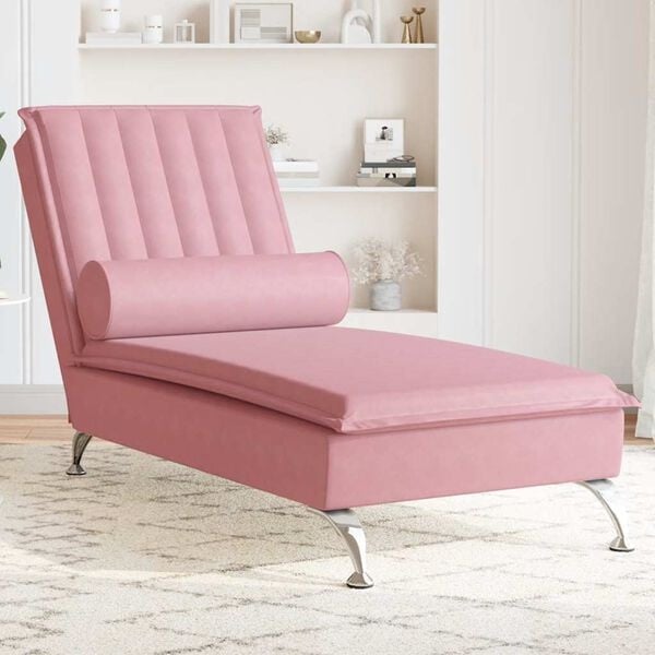 vidaXL Massage chaise longue fluweel roze - 35% Korting