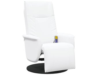 vidaXL Massagestoel met Voetensteun - Kunstleer Wit - 35% Korting