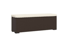 vidaXL Hocker met Kussen: 68% Korting! Poly Rattan Bruin 110x30x40 cm