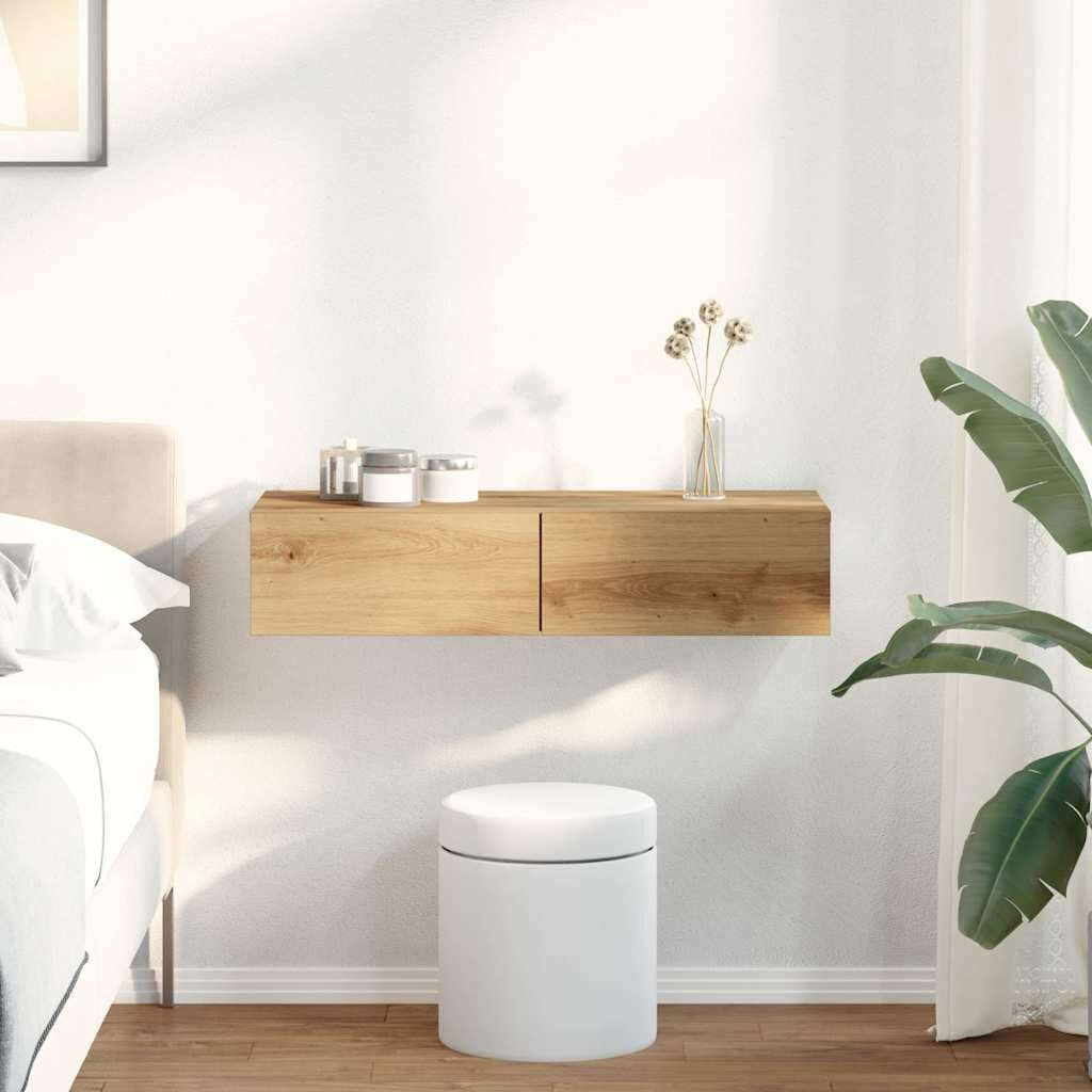 vidaXL Wandschap met lades (80x33x17cm) - Artisanaal Eiken | 30% Korting