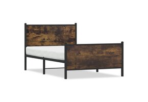 vidaXL Bedframe Metaal Gerookt Eiken 100x200cm - 35% Korting!
