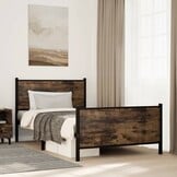 vidaXL Bedframe Metaal Gerookt Eiken 100x200cm - 35% Korting!