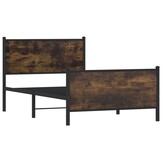 vidaXL Bedframe Metaal Gerookt Eiken 100x200cm - 35% Korting!