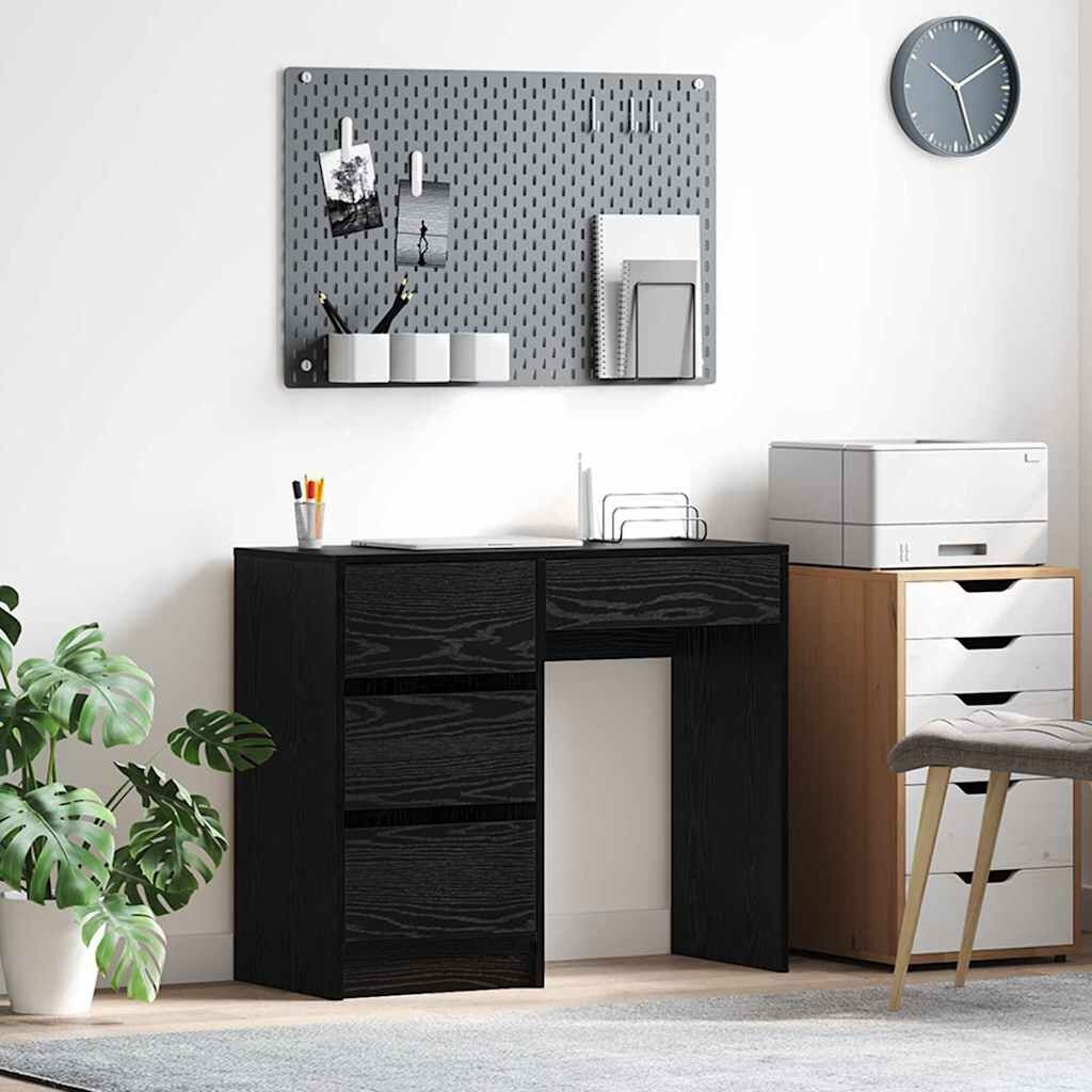 VidaXL Bureau Zwart Eiken 90x37,5cm | 55% Korting | Met Lade & Plank
