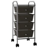 vidaXL Opbergtrolley Zwart - 55% Korting! Mobiel met 4 Lades