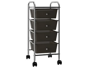 vidaXL Opbergtrolley Zwart - 55% Korting! Mobiel met 4 Lades