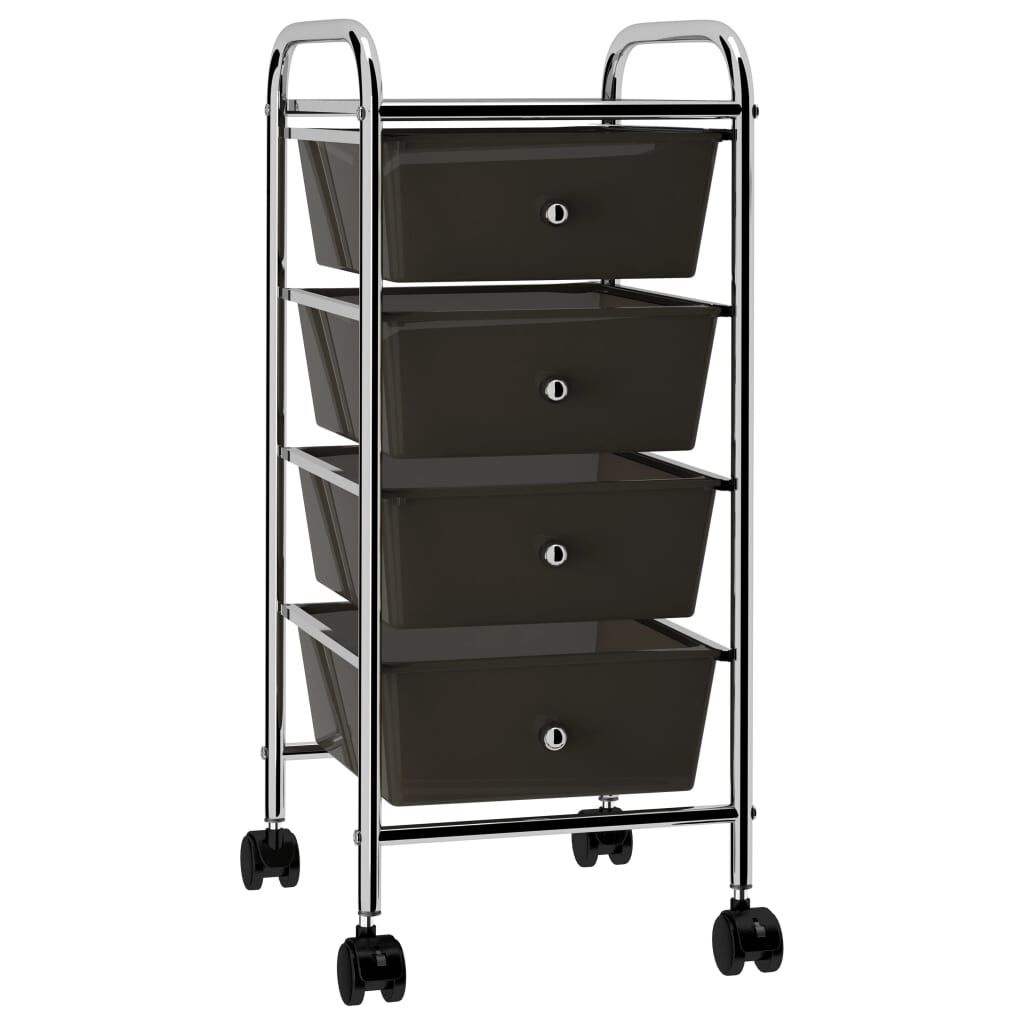 vidaXL Opbergtrolley Zwart - 55% Korting! Mobiel met 4 Lades
