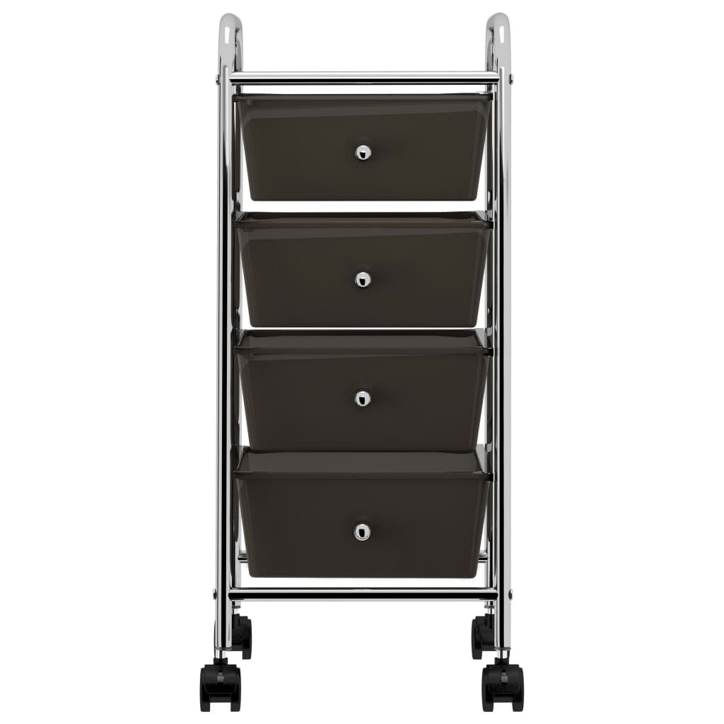 vidaXL Opbergtrolley Zwart - 55% Korting! Mobiel met 4 Lades