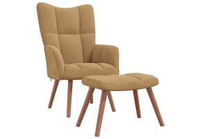 vidaXL Relaxstoel met voetenbank Fluweel Bruin - 61% Korting!