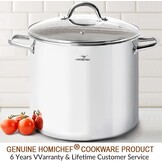 HOMICHEF 15L nikkelvrije roestvrijstalen voorraadpot met deksel - Mirror Polish Gezonde Kookpot (29cm) - Niet Giftige Heavy Duty Inductie Stockpot