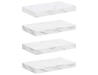 vidaXL Wandplank 4 pcs Wit Marmer 40 x 23,5 x 4 cm Bewerkt hout