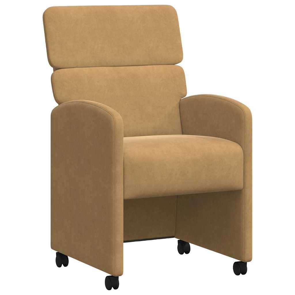 vidaXL Eetstoelen met wielen 2 pcs Bruin 58 x 65 x 98 cm Fluweel
