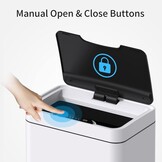 Mbillion Automatic Trash Bin, 50L, Non-Contact Sensor, Stainless Steel, Intelligent Trash Can with Lid for Kitchen, Bedroom, Home Office (White)