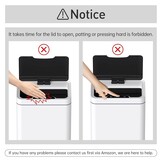 Mbillion Automatic Trash Bin, 50L, Non-Contact Sensor, Stainless Steel, Intelligent Trash Can with Lid for Kitchen, Bedroom, Home Office (White)