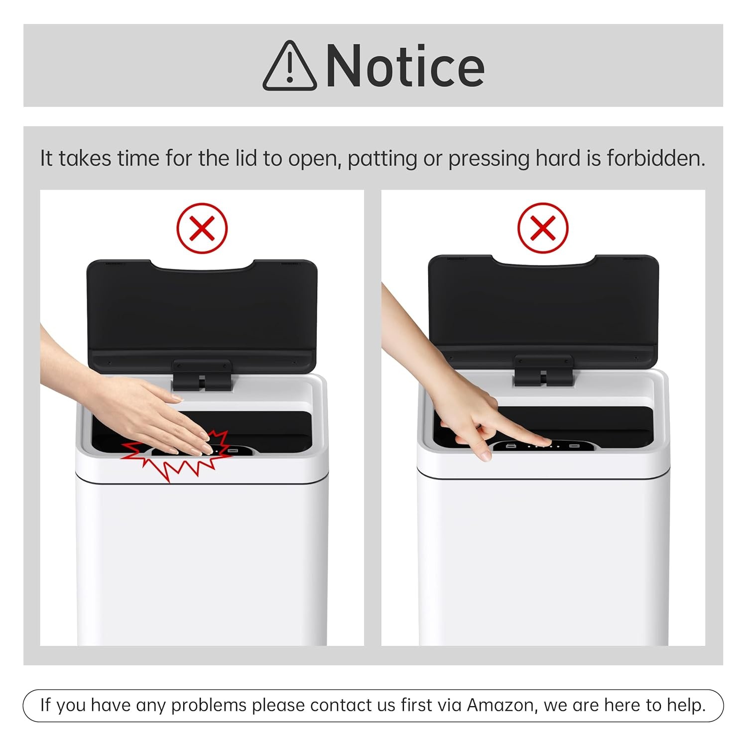 Mbillion Automatic Trash Bin, 50L, Non-Contact Sensor, Stainless Steel, Intelligent Trash Can with Lid for Kitchen, Bedroom, Home Office (White)