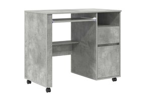 vidaXL Bureau met Wielen Betonnen Eik (35% korting) - 91 x 50 x 77 cm
