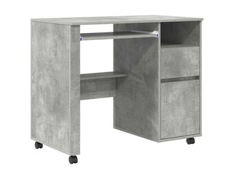 vidaXL Bureau met Wielen Betonnen Eik 91 x 50 x 77 cm Bewerkt hout