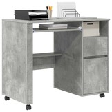 vidaXL Bureau met Wielen Betonnen Eik 91 x 50 x 77 cm Bewerkt hout