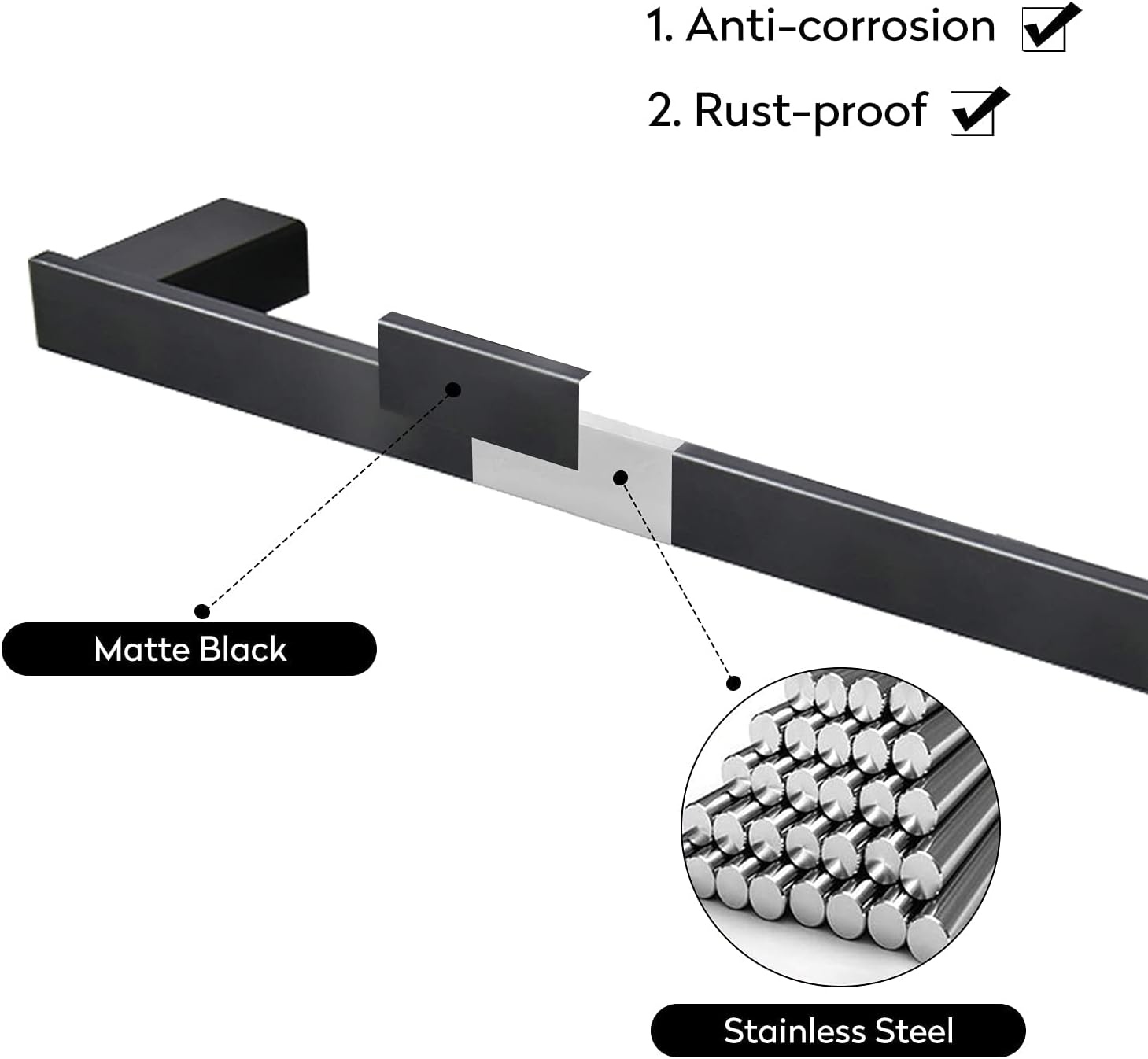 Zwarte Handdoekhouder RVS Mat 60cm - 37% Korting!