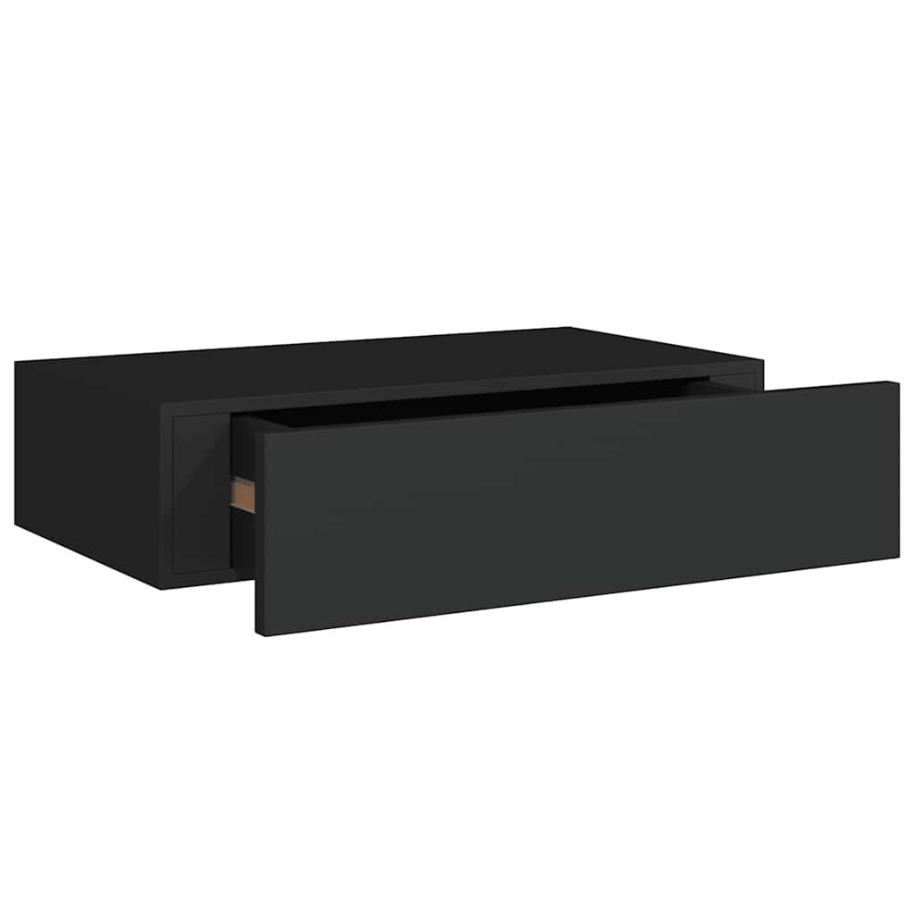 vidaXL Wandschappen 2 st met lade 40x23,5x10 cm MDF zwart