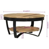 vidaXL Salontafel 65x32 cm massief ruw mangohout