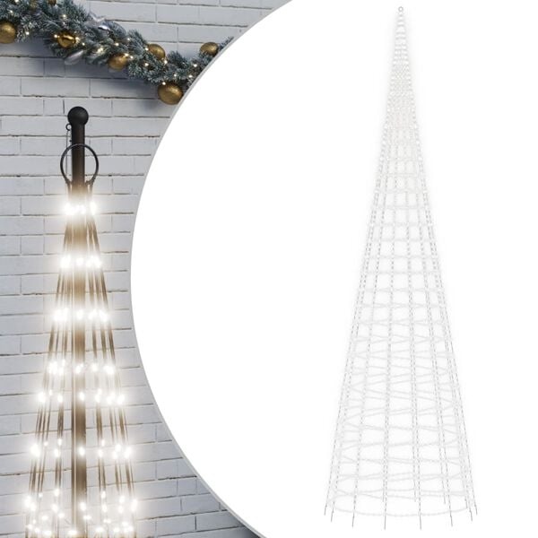 vidaXL LED-kerstboom aan vlaggenmast 3000 LEDs koud wit 800 cm