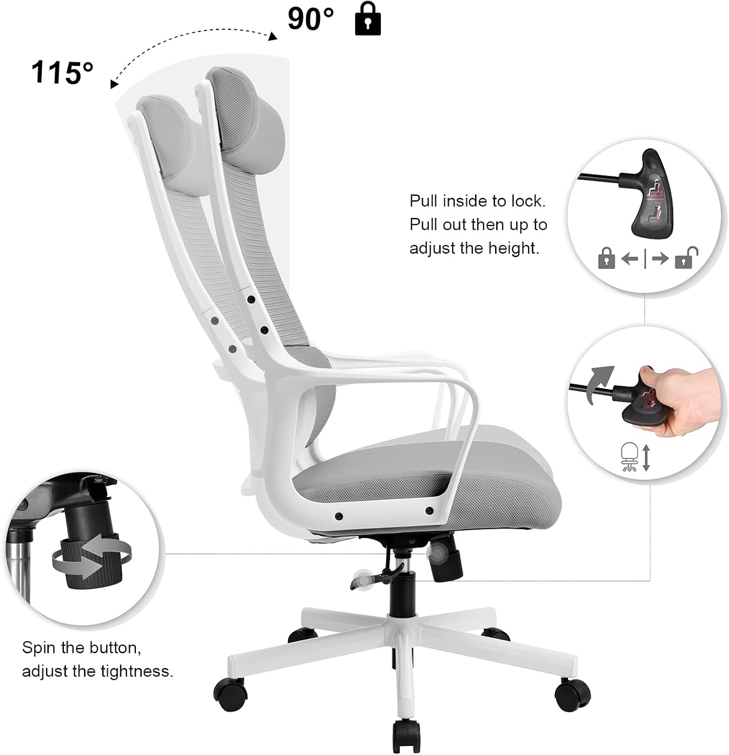 Ergonomische bureaustoel - Grijs - 37% Korting