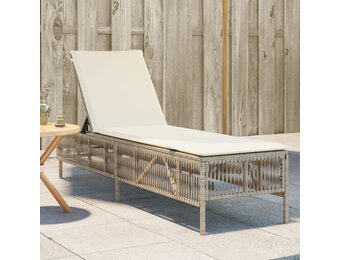 vidaXL Ligbed Poly Rattan Beige met Kussen | Nu 35% Korting