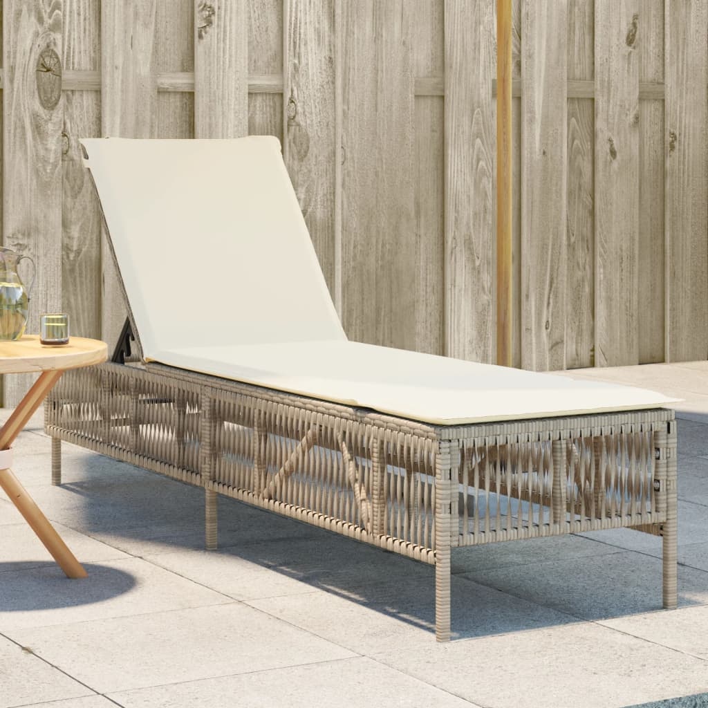 vidaXL Ligbed Poly Rattan Beige met Kussen | Nu 35% Korting