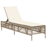 vidaXL Ligbed Poly Rattan Beige met Kussen | Nu 35% Korting