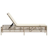 vidaXL Ligbed Poly Rattan Beige met Kussen | Nu 35% Korting