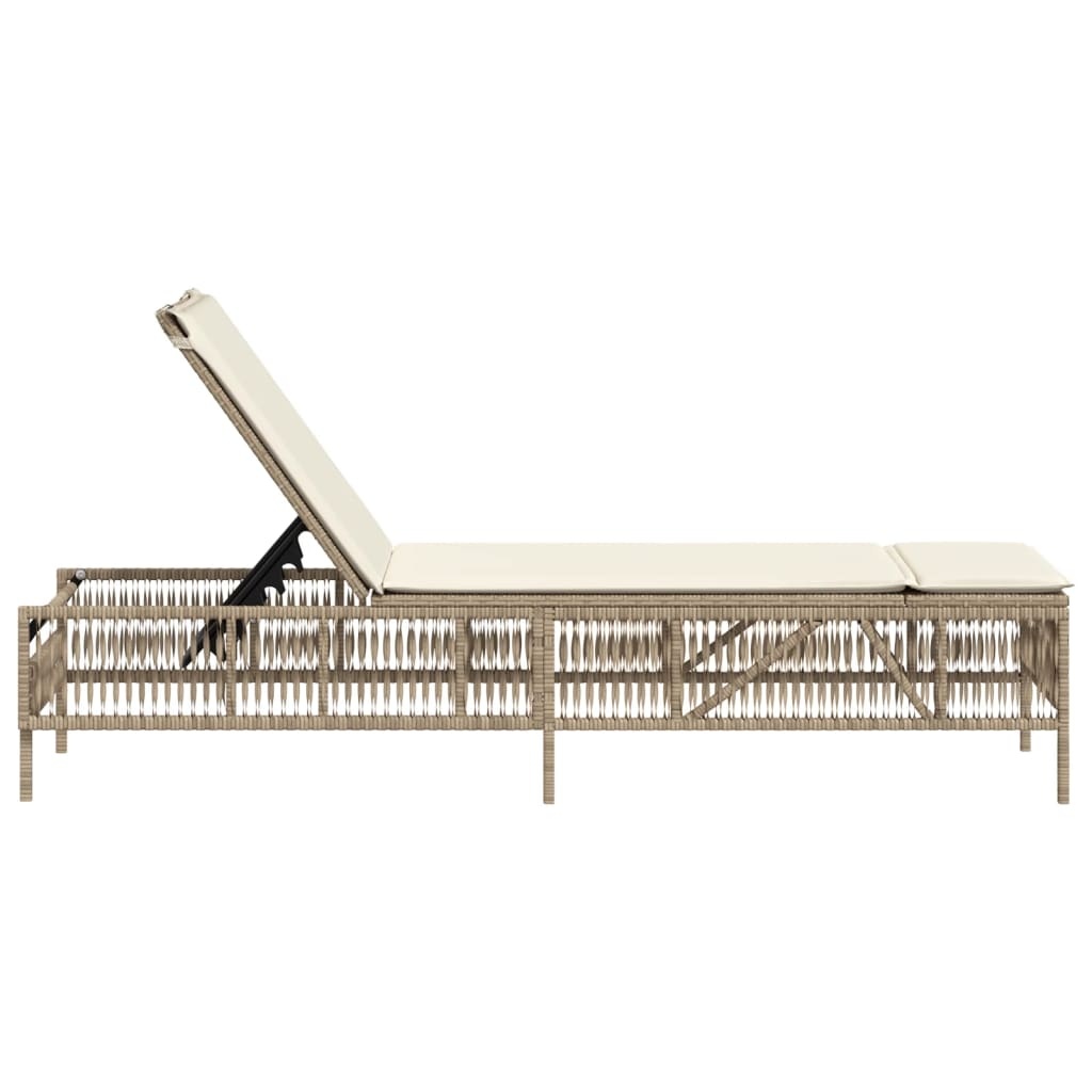 vidaXL Ligbed Poly Rattan Beige met Kussen | Nu 35% Korting
