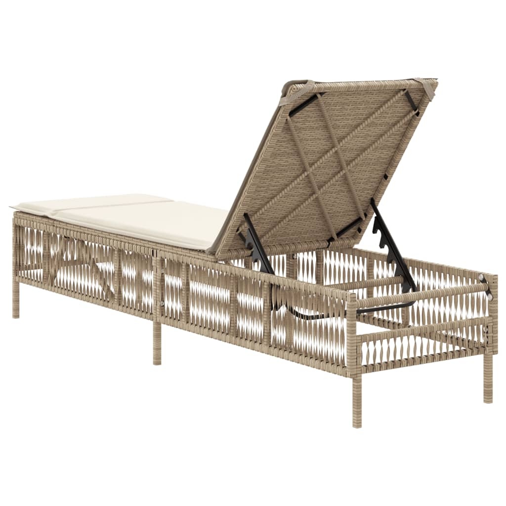vidaXL Ligbed Poly Rattan Beige met Kussen | Nu 35% Korting