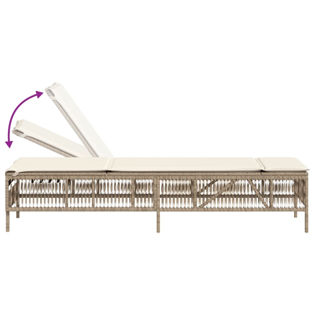 vidaXL Ligbed Poly Rattan Beige met Kussen | Nu 35% Korting