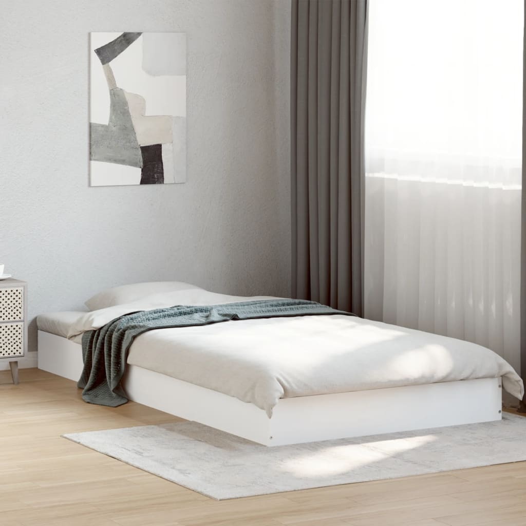 vidaXL Bedframe Wit Bewerkt Hout 100x200 cm - 35% Korting!