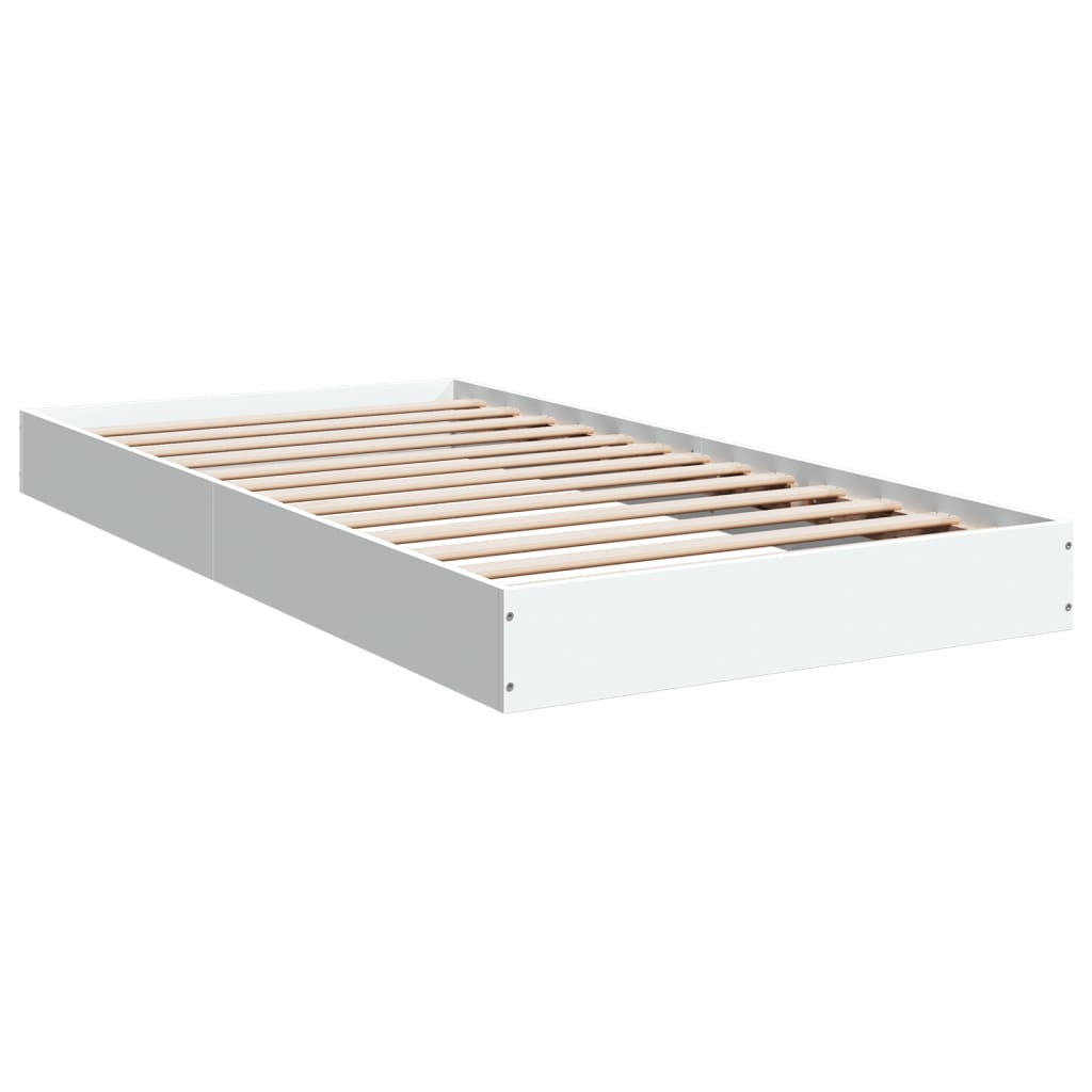 vidaXL Bedframe Wit Bewerkt Hout 100x200 cm - 35% Korting!