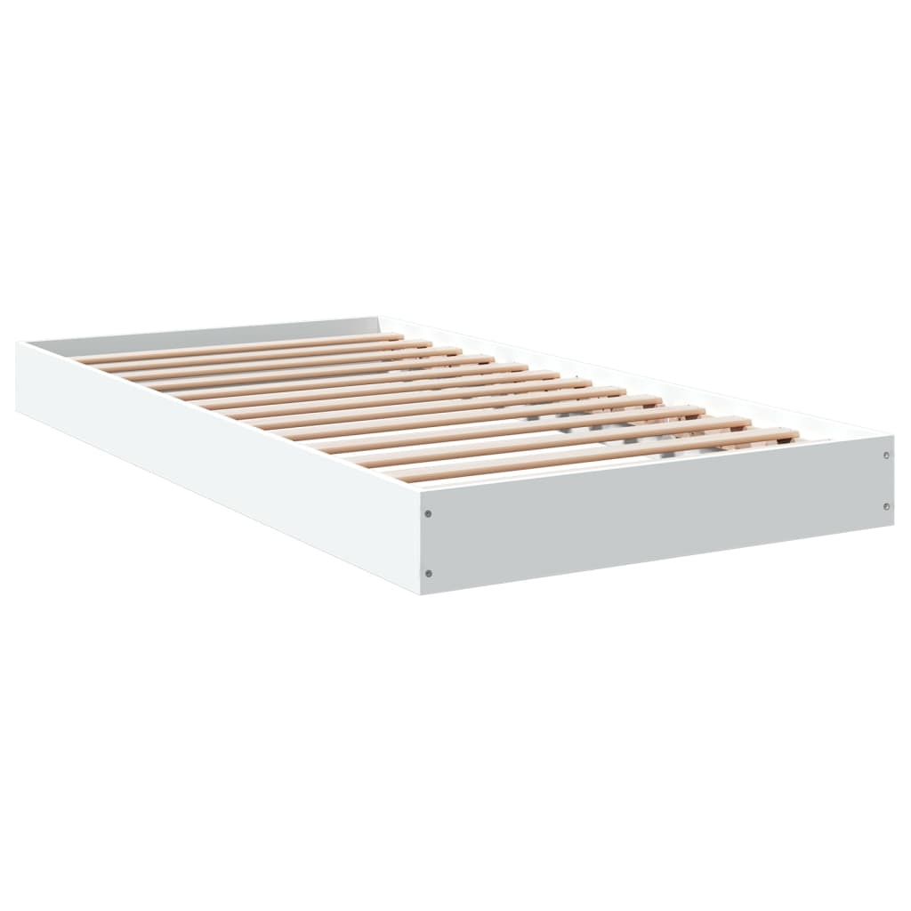 vidaXL Bedframe Wit Bewerkt Hout 100x200 cm - 35% Korting!